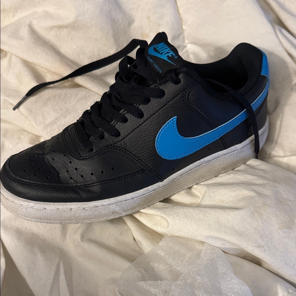 Nike Court Vision Low Black and Blue Athletic Shoes